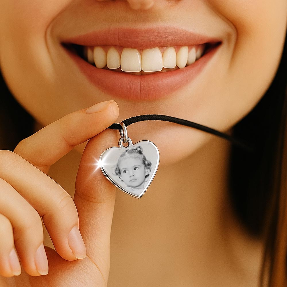 Gravure photo pendentif coeur