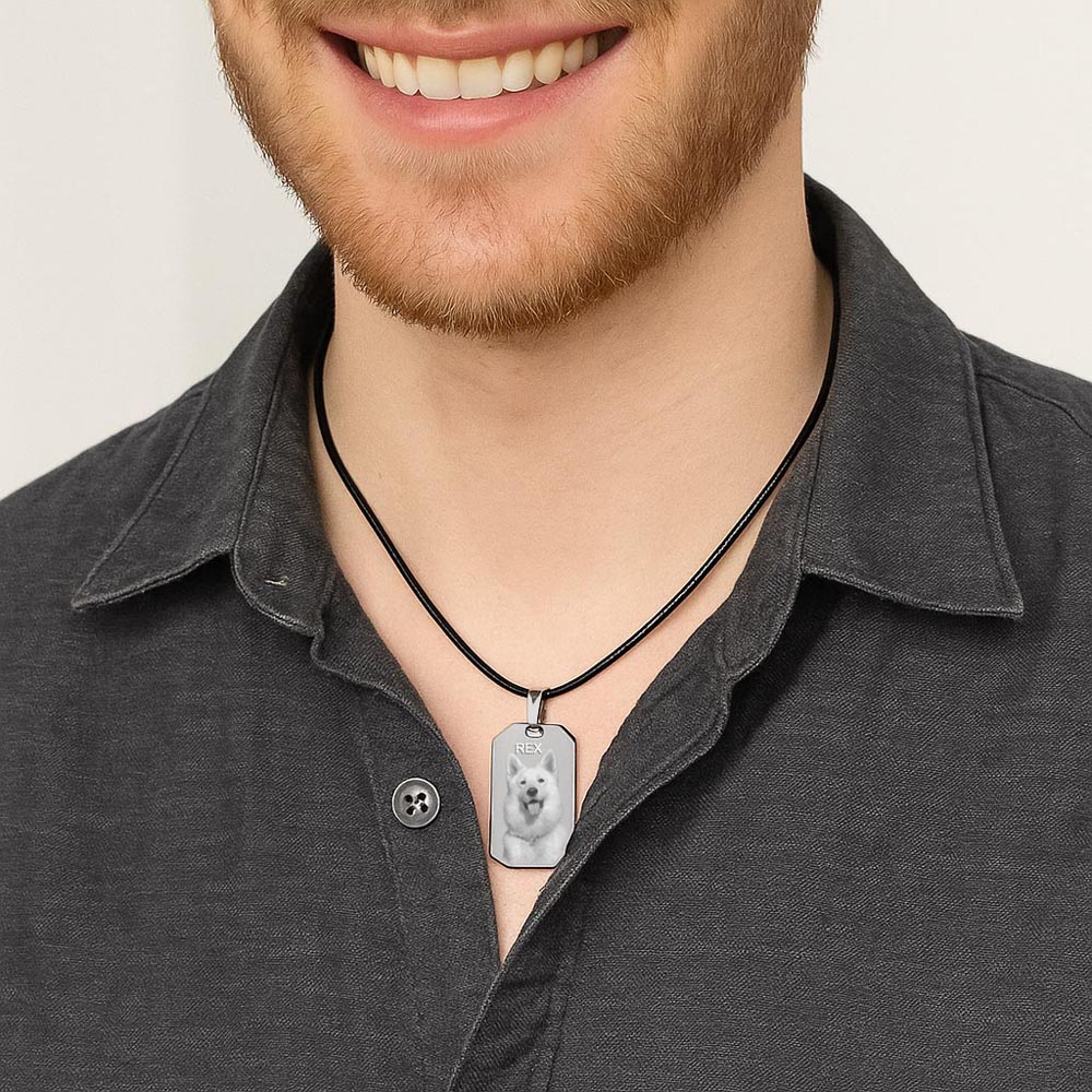Plaque collier personnalisé homme