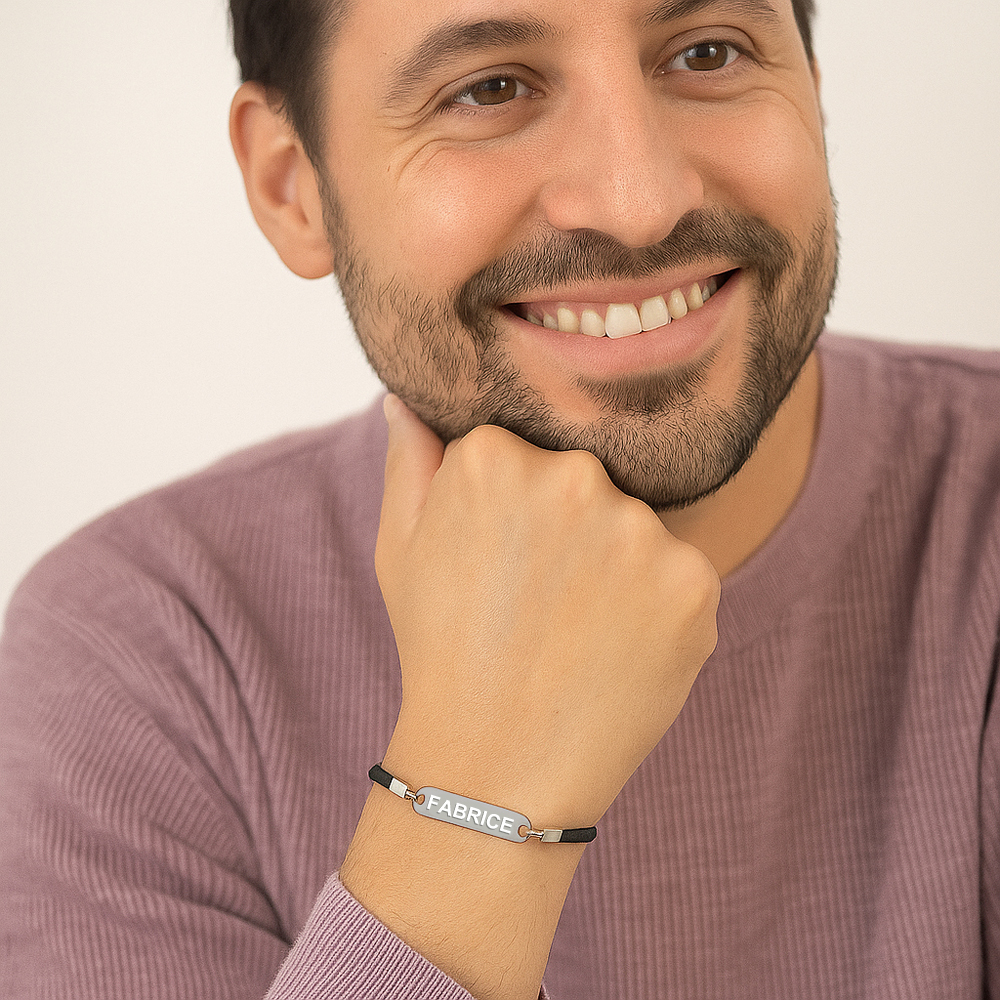 Bracelet barre rectangle personnalisé pour homme
