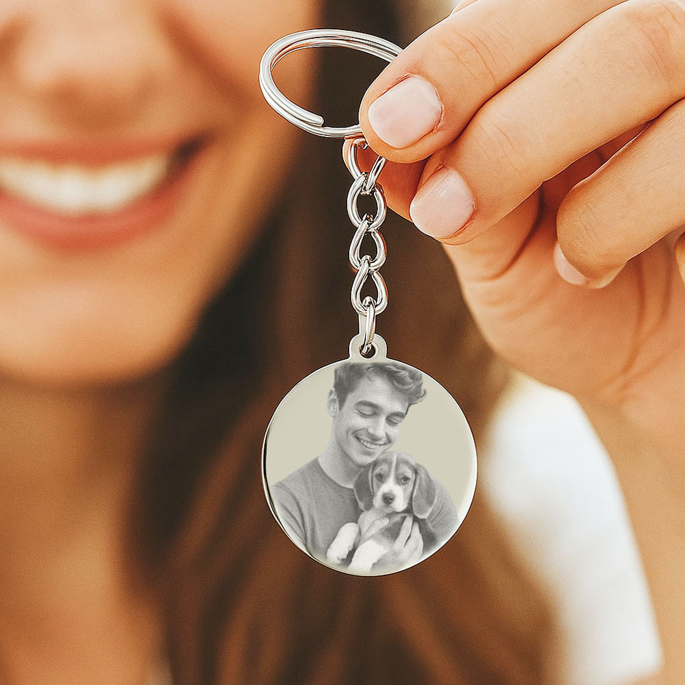 Photo gravée sur porte clé