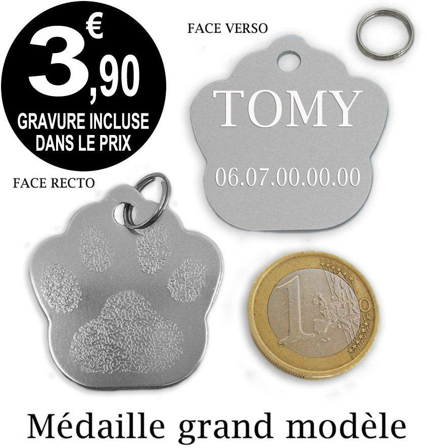 Médaille patte à graver argenté