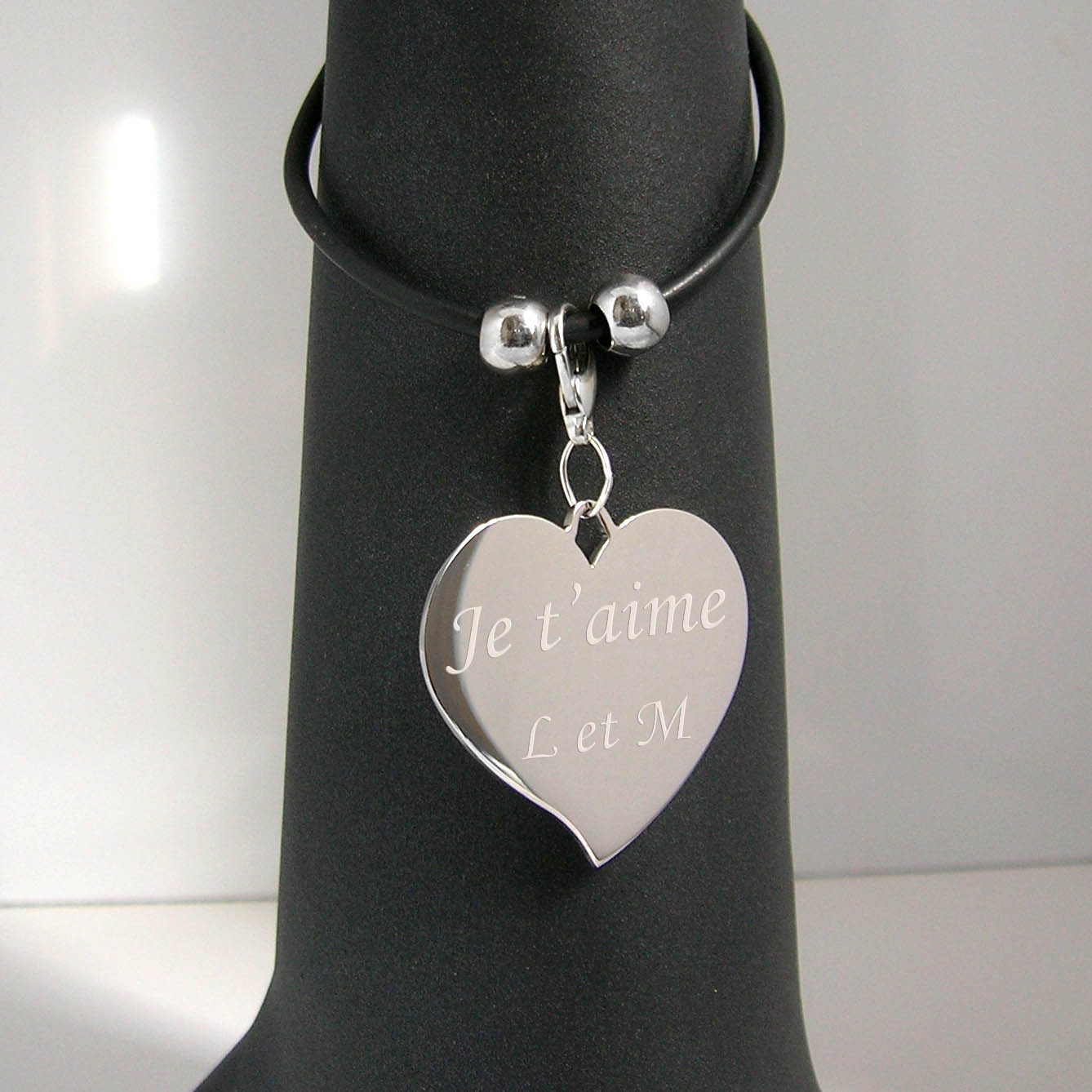 grand coeur sur bracelet à graver