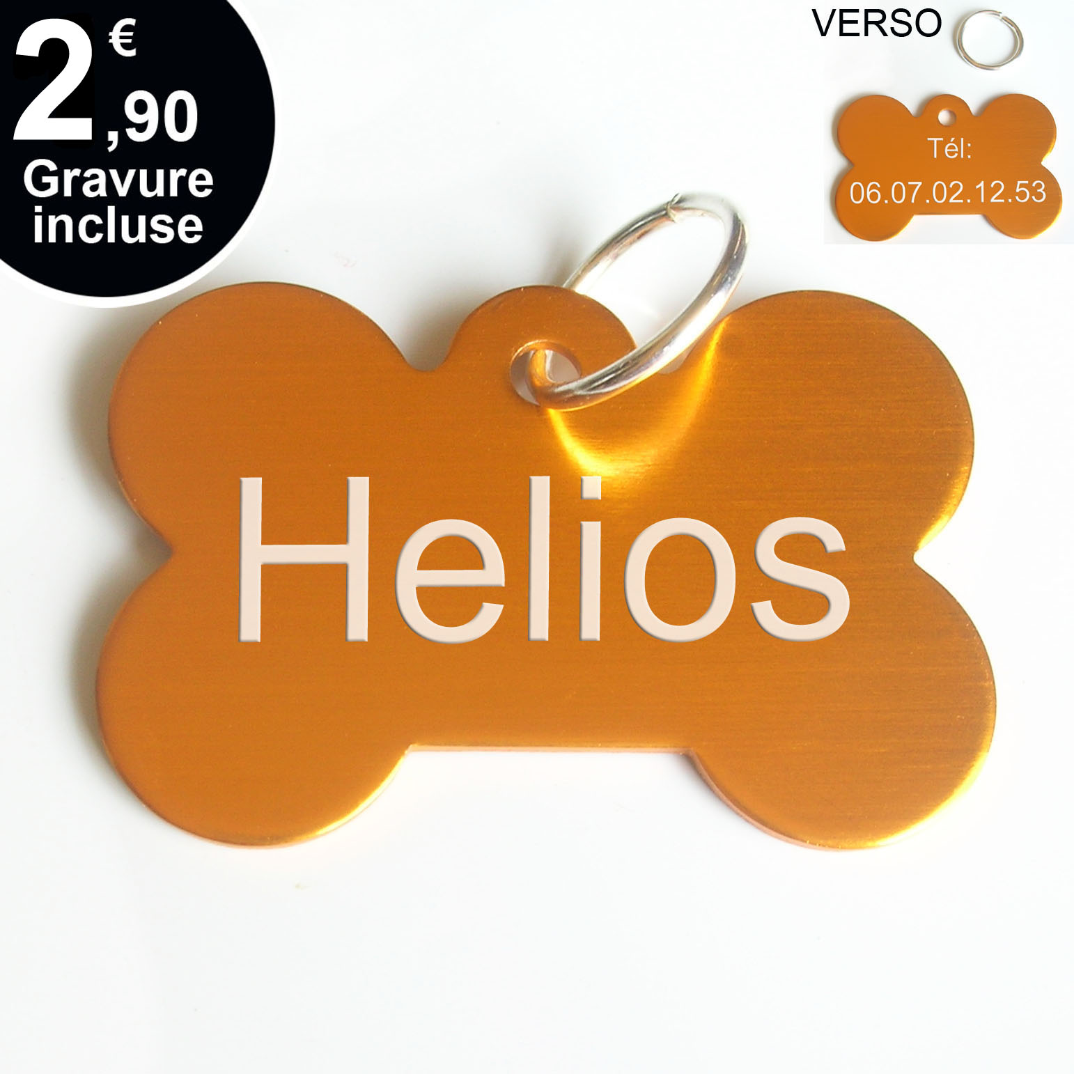 OS ANONISE médaille gravé nom animal