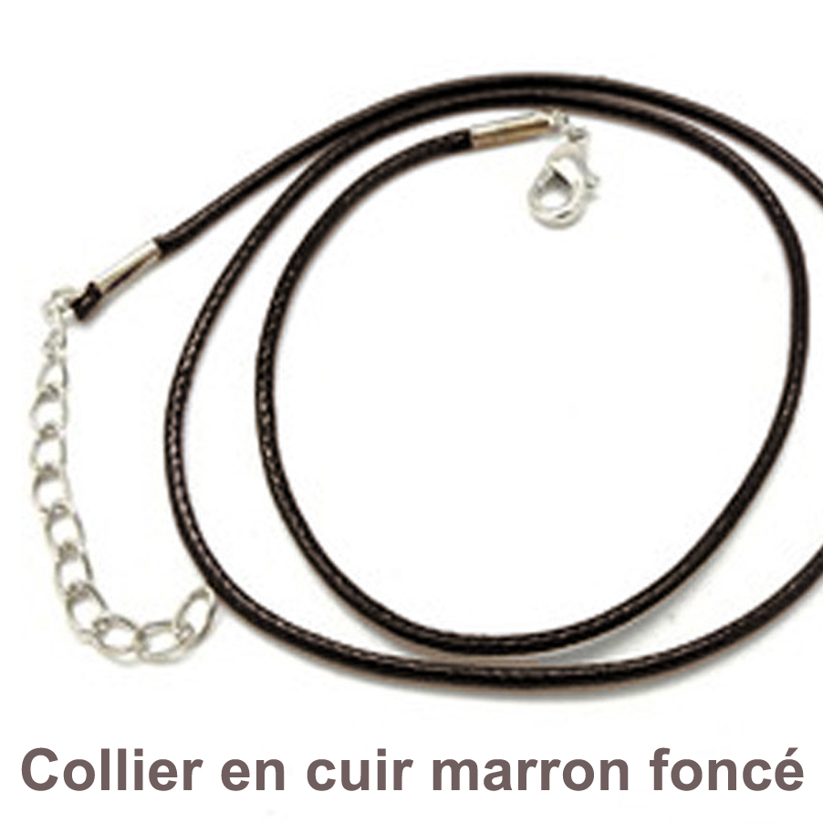 collier cuir marron