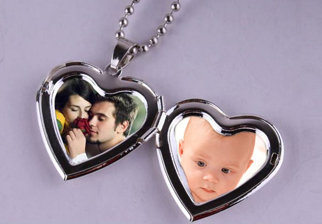 Collier coeur ouvert inséré une photo