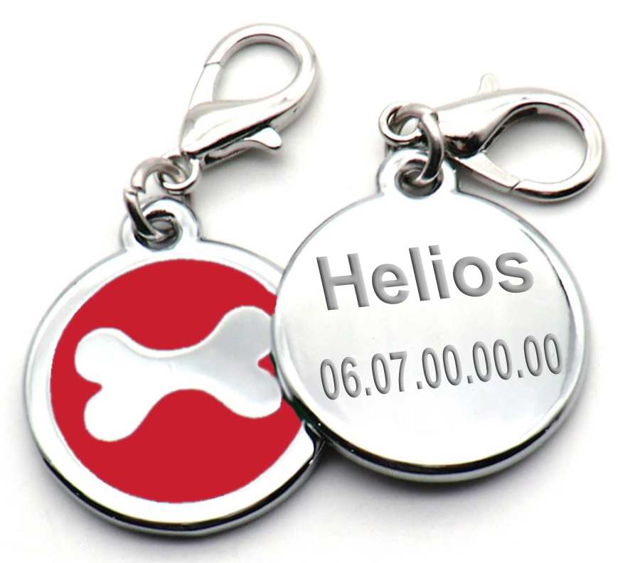 Medaille pour chien gravé téléphone