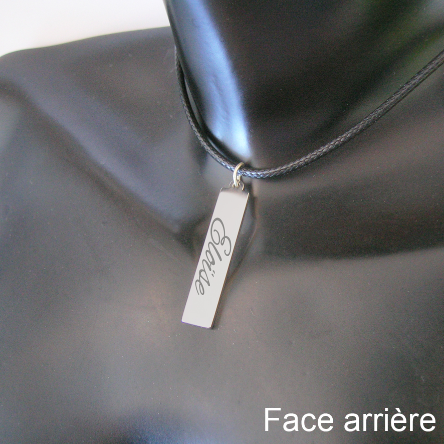 Collier homme rectangulaire gravure