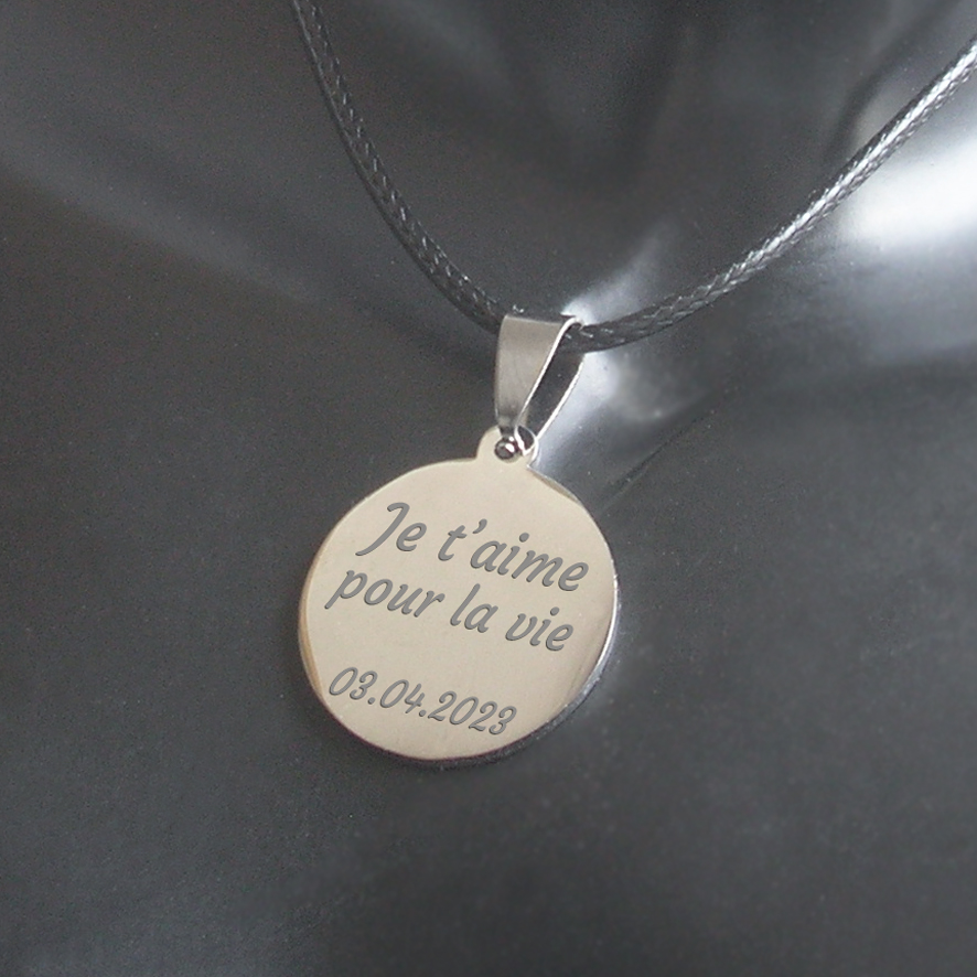 Médaille avec message inscrit