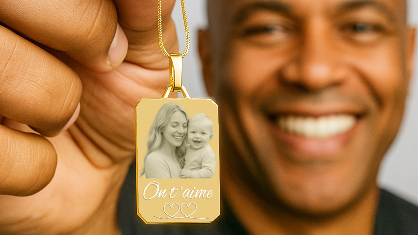 gravure personnalisee sur pendentif plaque or