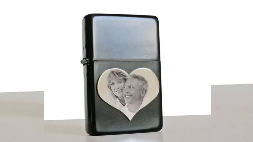 briquet personnalise grave photo
