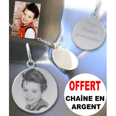 Medaille en argent avec gravure personnalisée