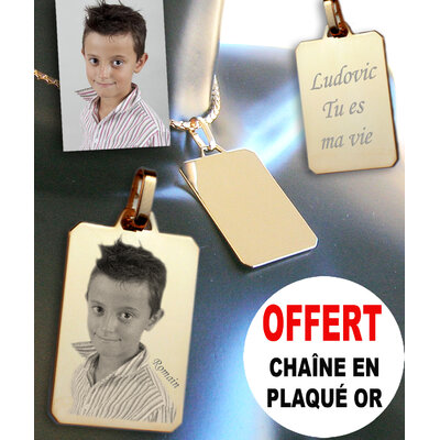 Gravure sur pendentif plaque rectangle