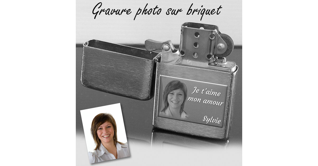 Briquet Tempête Personnalisé - Gravure Photo Et Texte - Argenté - Cadeau Unique Pour Fumeurs