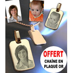Pendentif plaqué or gravure texte et photo