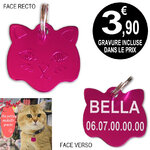 Medaille chat personnalisée mauve