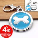 Medaille chien identité bleu