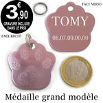 Médaille chien à graver grand modele violet