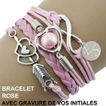 Bracelet infini rose personnalisé pour femme