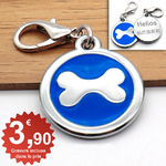 Medaille chien identité bleu marine