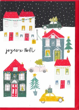 HISTOIRE DAVANT CARTE JOYEUX NOEL LES MAISONS DECOREES