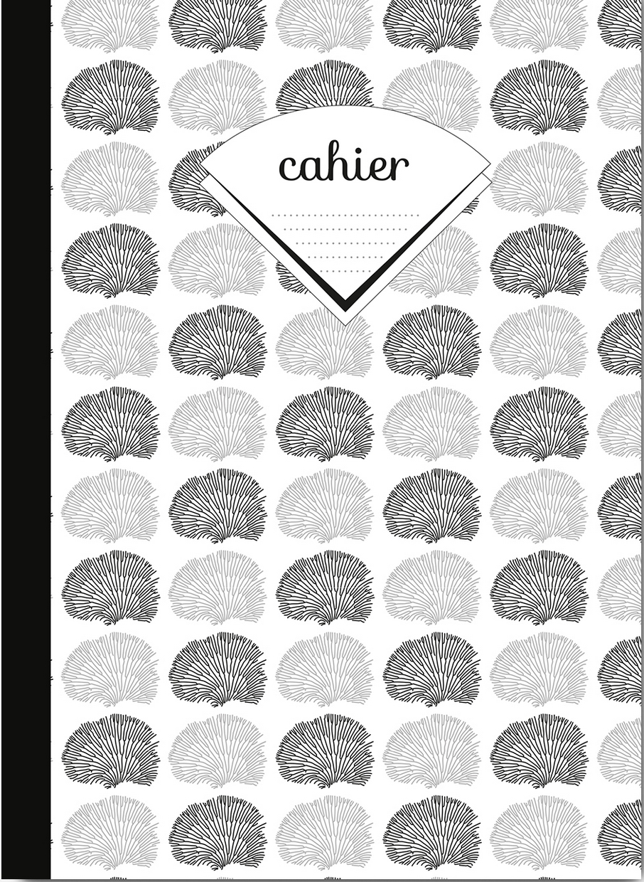 HISTOIRE DAVANT CAHIER A5 MOTIF CORAIL NOIR ET BLANC