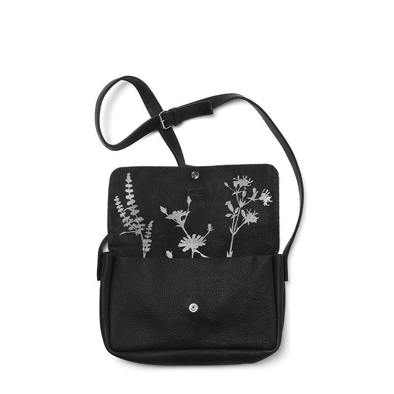 HISTOIRE DAVANT SAC PICKING FLOWERS CUIR SOUPLE NOIR2