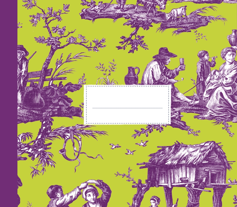 HISTOIRE DAVANT CAHIER A5 MOTIF TOILE DE JOUY VERT 2