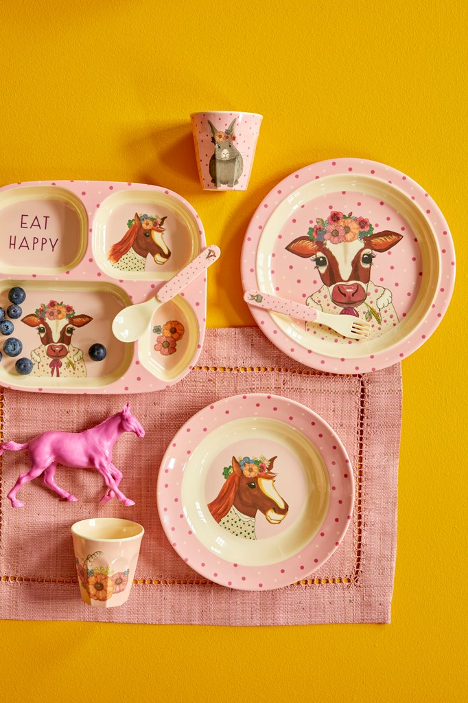 HISTOIRE DAVANT ENFANT MELAMINE ANIMAUX DE LA FERME ROSE