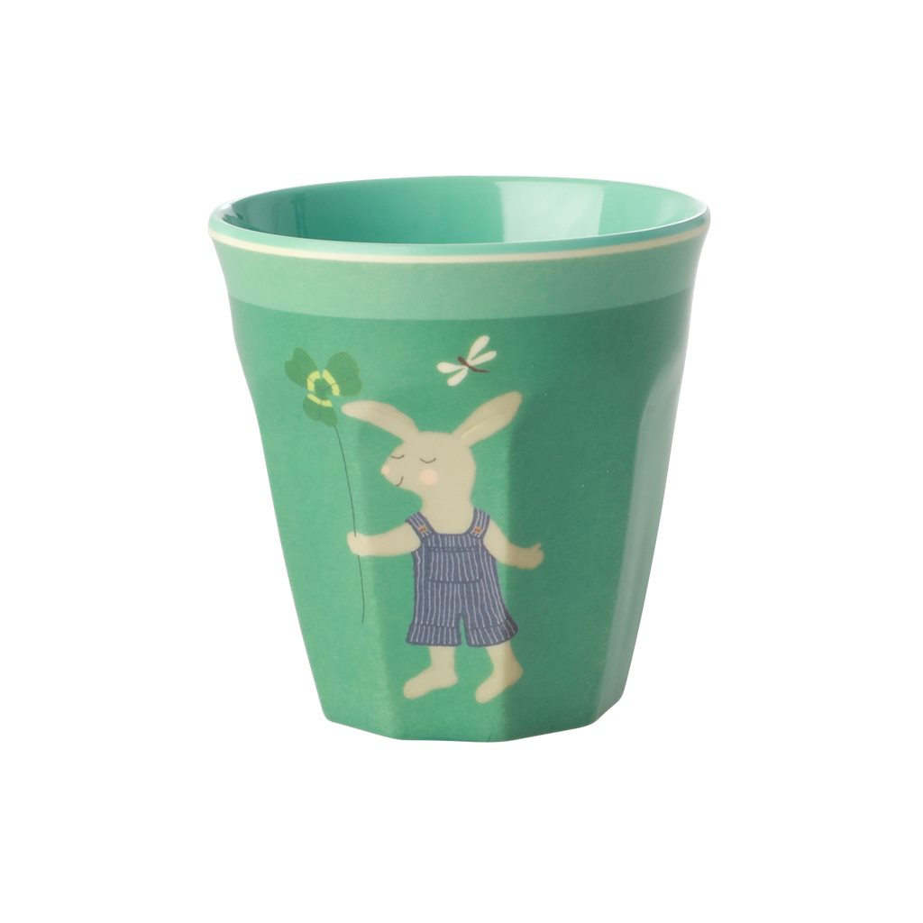 HISTOIRE DAVANT GOBELET ENFANT MELAMINE LAPIN VERT