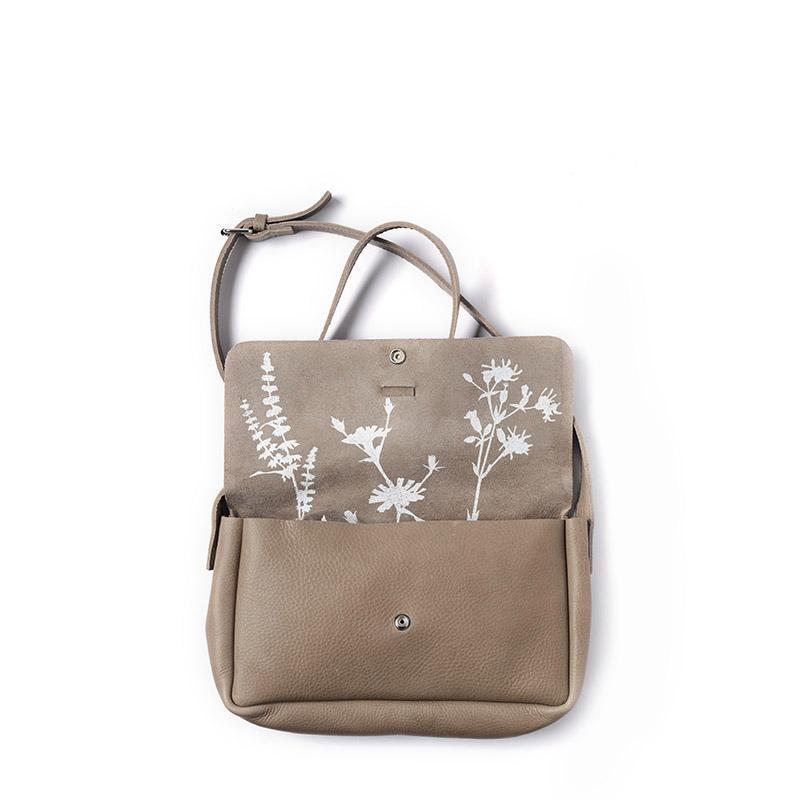 HISTOIRE DAVANT SAC PICKING FLOWERS CUIR SOUPLE MOKA 2