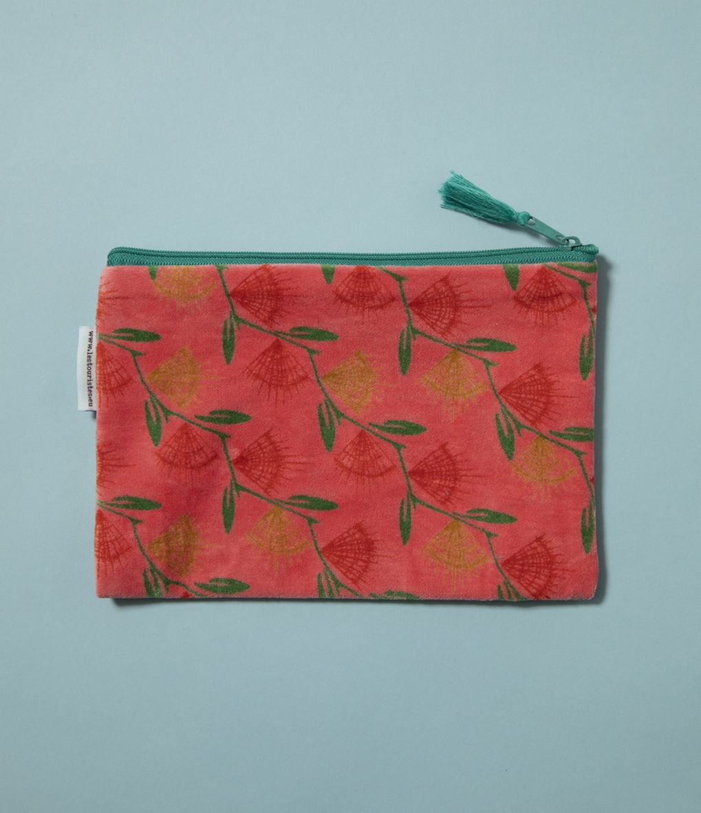 HISTOIRE DAVANT POCHETTE VELOURS MOTIF PISTIL CORAL TAILLE MOYENNE