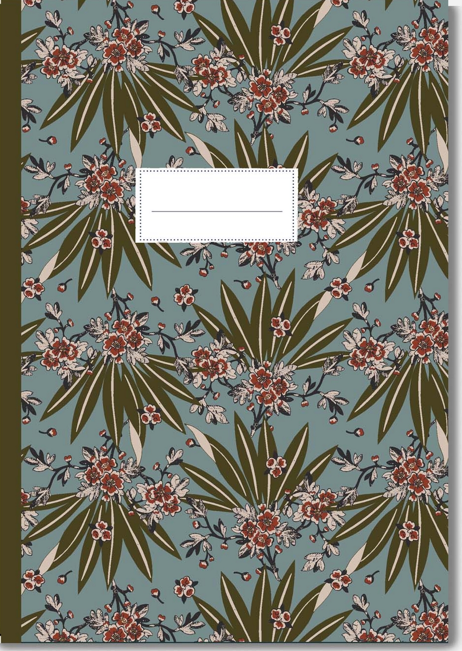 CAHIER FORMAT A5 MOTIF LAURIERS ROSES