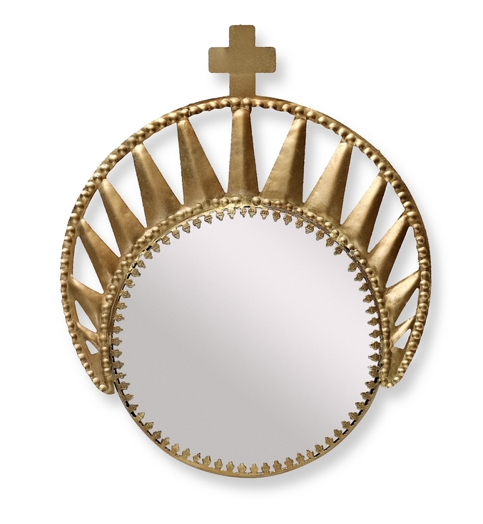 Miroir couronne doré petit format
