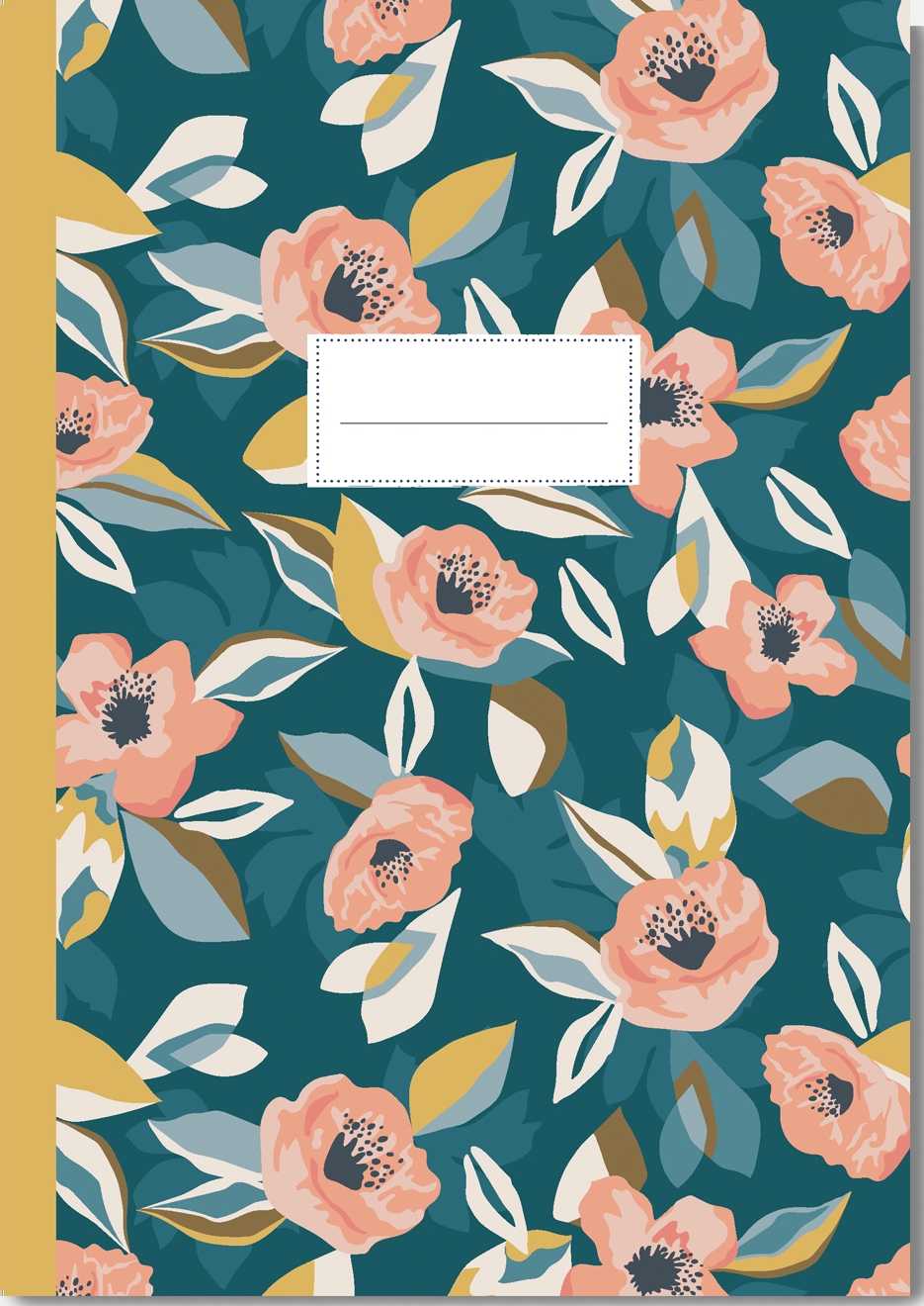 Cahier format A5 motif fleurs saumon