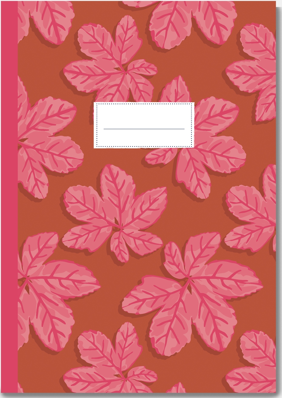 Cahier format A5 motif feuilles rouges