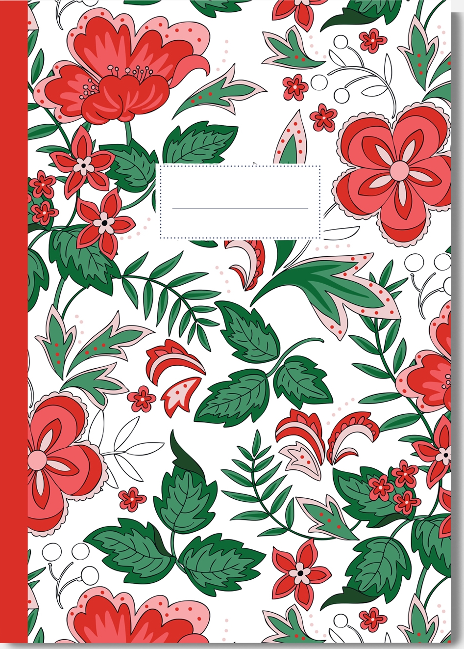 Cahier format A5 252 pages blanches motif Les hibiscus rouges