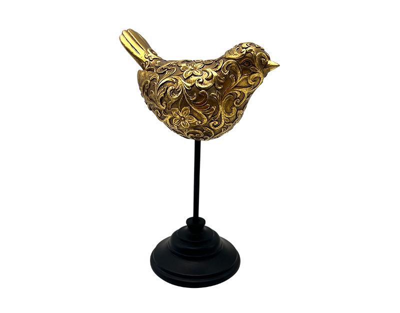 STATUE OISEAU DORE 16X9.5X23CMS