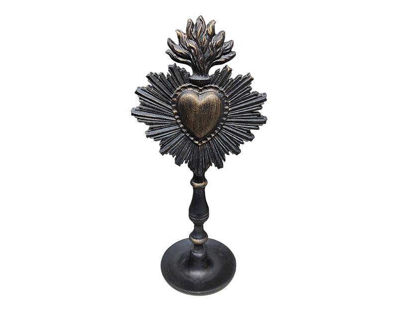 STATUETTE EXVOTO NOIR PATINE 10X7.7X23.7CMS