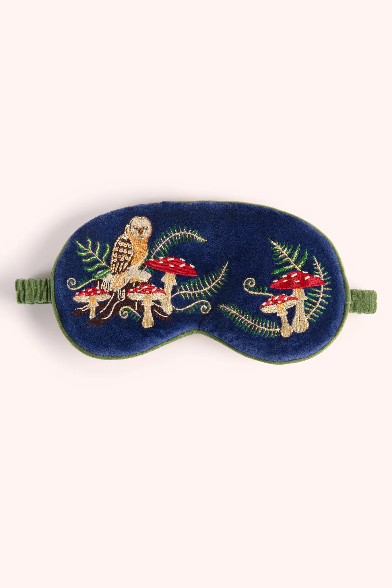 Masque_de_sommeil_en_velours_brodé_Chouette_Champignons_enchantés_powder_design