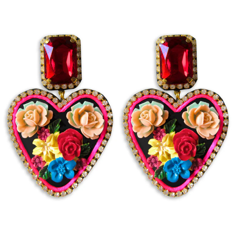Boucles d'oreilles Iris - Coeur Murano lagune