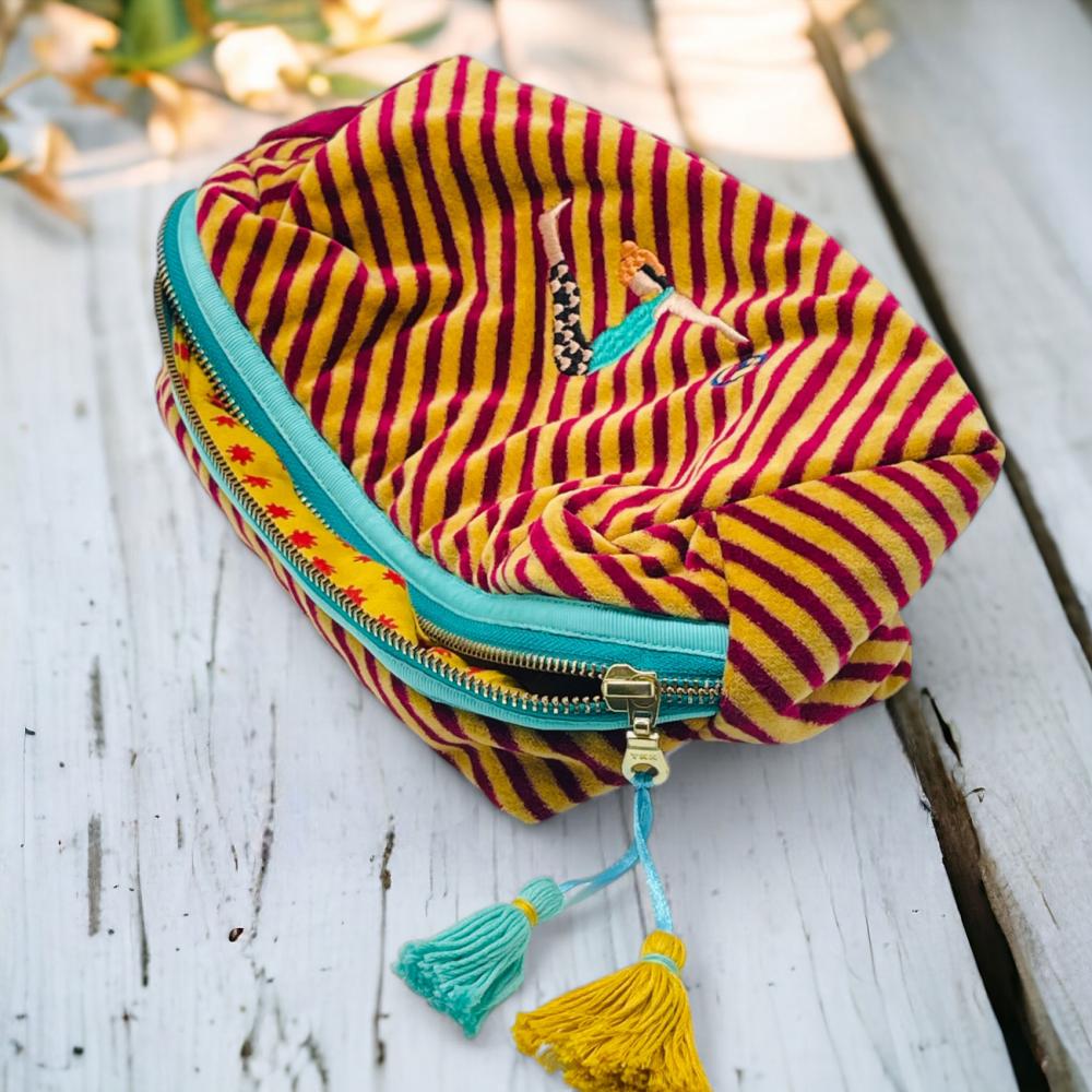 Histoire-d-avant-Grande-Trousse-Cosmétique-Yoga-Velours-Rayé-Orange-Noi2