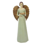 HISTOIRE DAVANT ANGE ANTIQUE VERT 36CMS ET SA COUPELLE MEANDER
