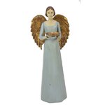 HISTOIRE DAVANT ANGE ANTIQUE BLEU AILES DOREES 36CMS