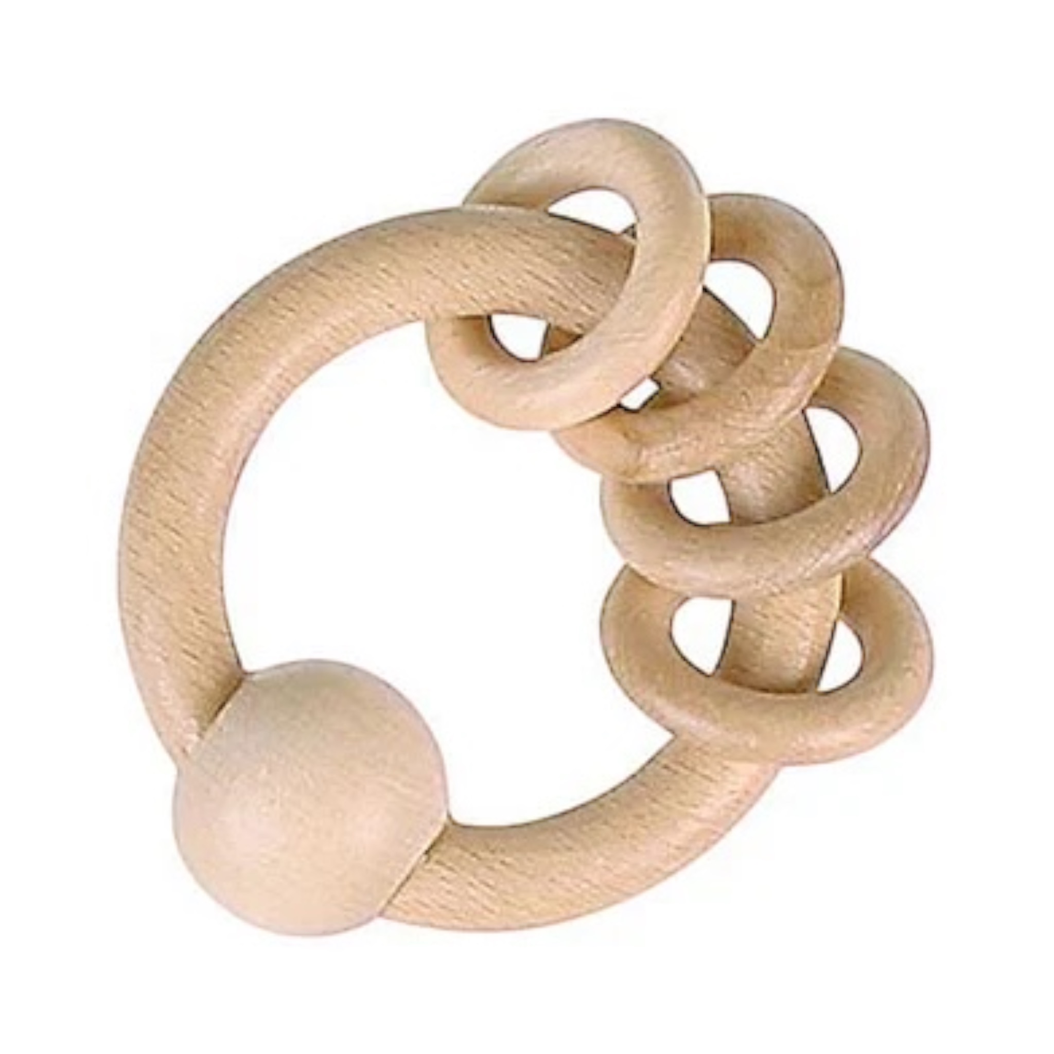 Hochet en Bois pour Bébé avec 4 Anneaux – Goki