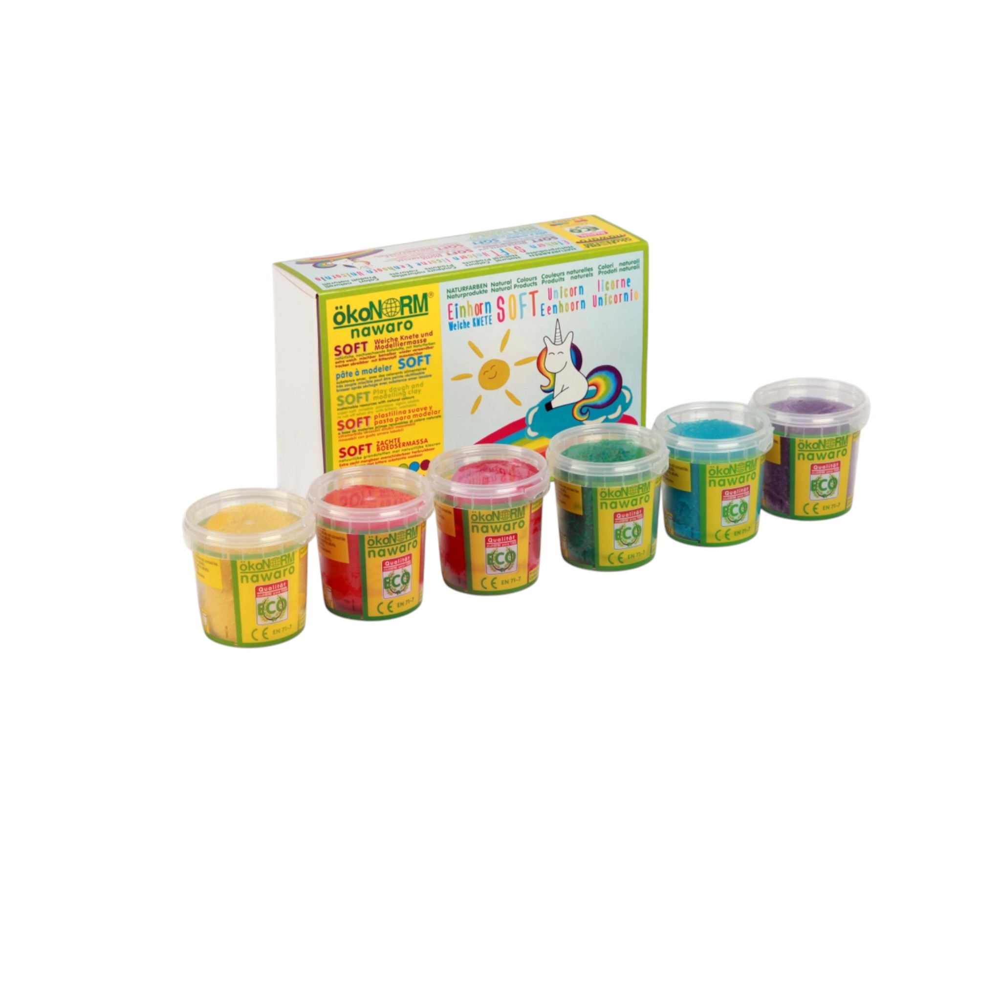 Pâte à modeler écologique – Coffret 6 pots coloris arc en ciel