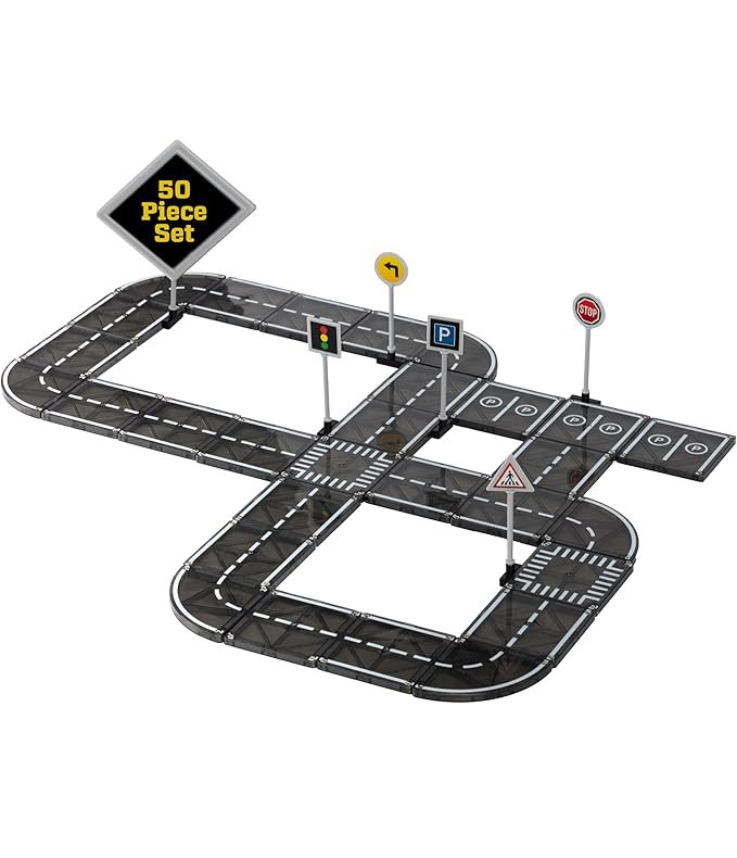 Set de 50 pièces routes magnétiques - jeux magnétiques Playmags