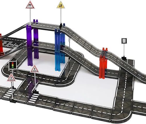 Set de 130 pièces routes magnétiques - jeux magnétiques Playmags