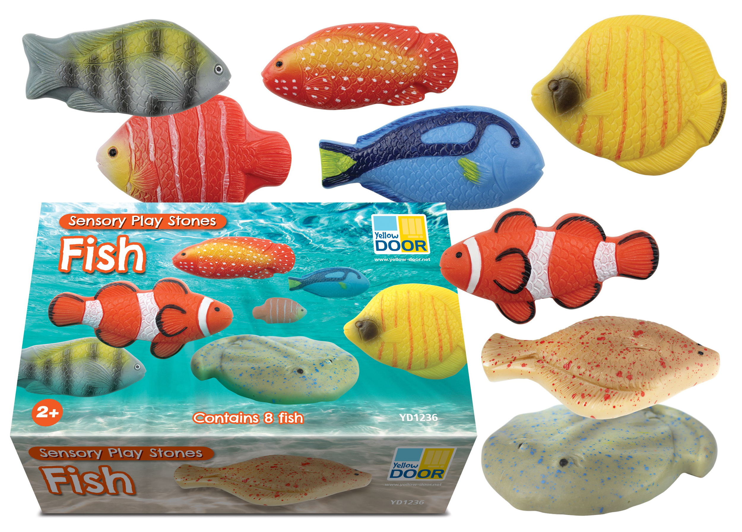 Poissons sensoriels réalistes en pierre – Jeu éducatif sur la mer – Yellow Door