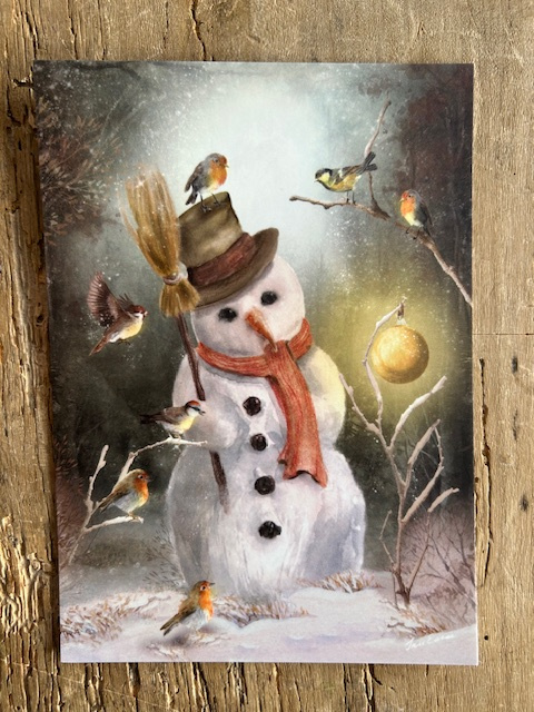 carte postale hiver bonhomme de neige
