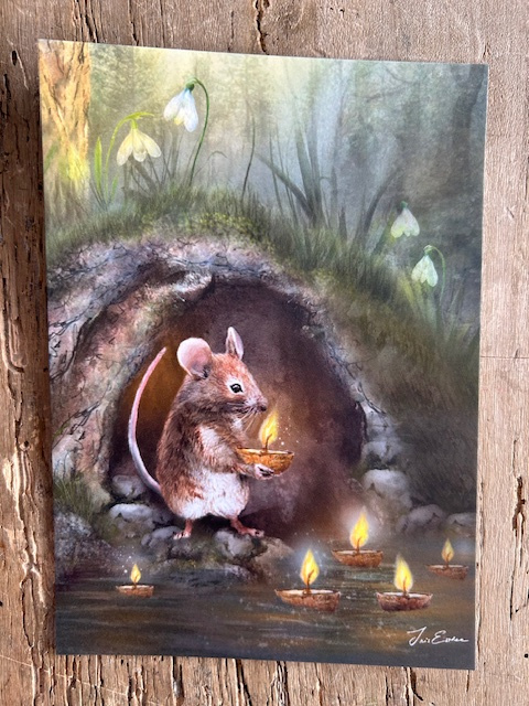 carte postale souris bougies
